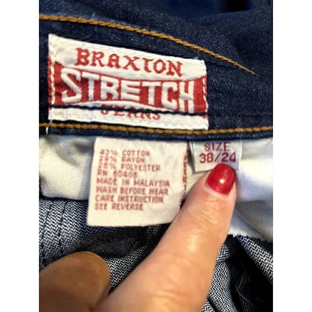 Women's Braxton Stretch Jeans 38/24 High Waist Straight Leg, Dark Wash - Picture 5 of 5
